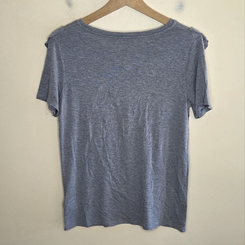 Express | Gray Short Sleeve Modal Blend Ruffle Tee Size Small - Picture 4 of 5